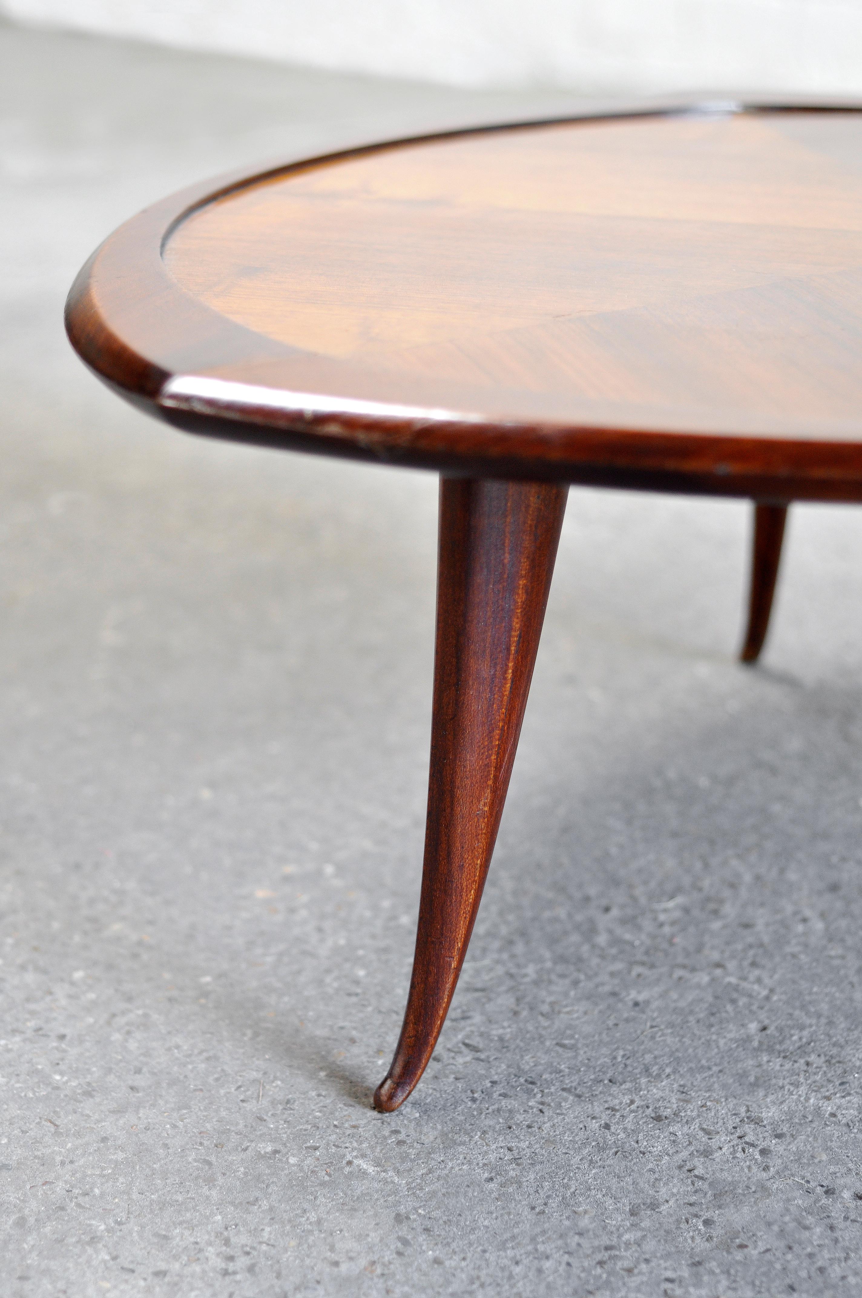 Mid-Century Italian Wooden Coffee Table In The Style Of Cesare Lacca, 1960's For Sale 3