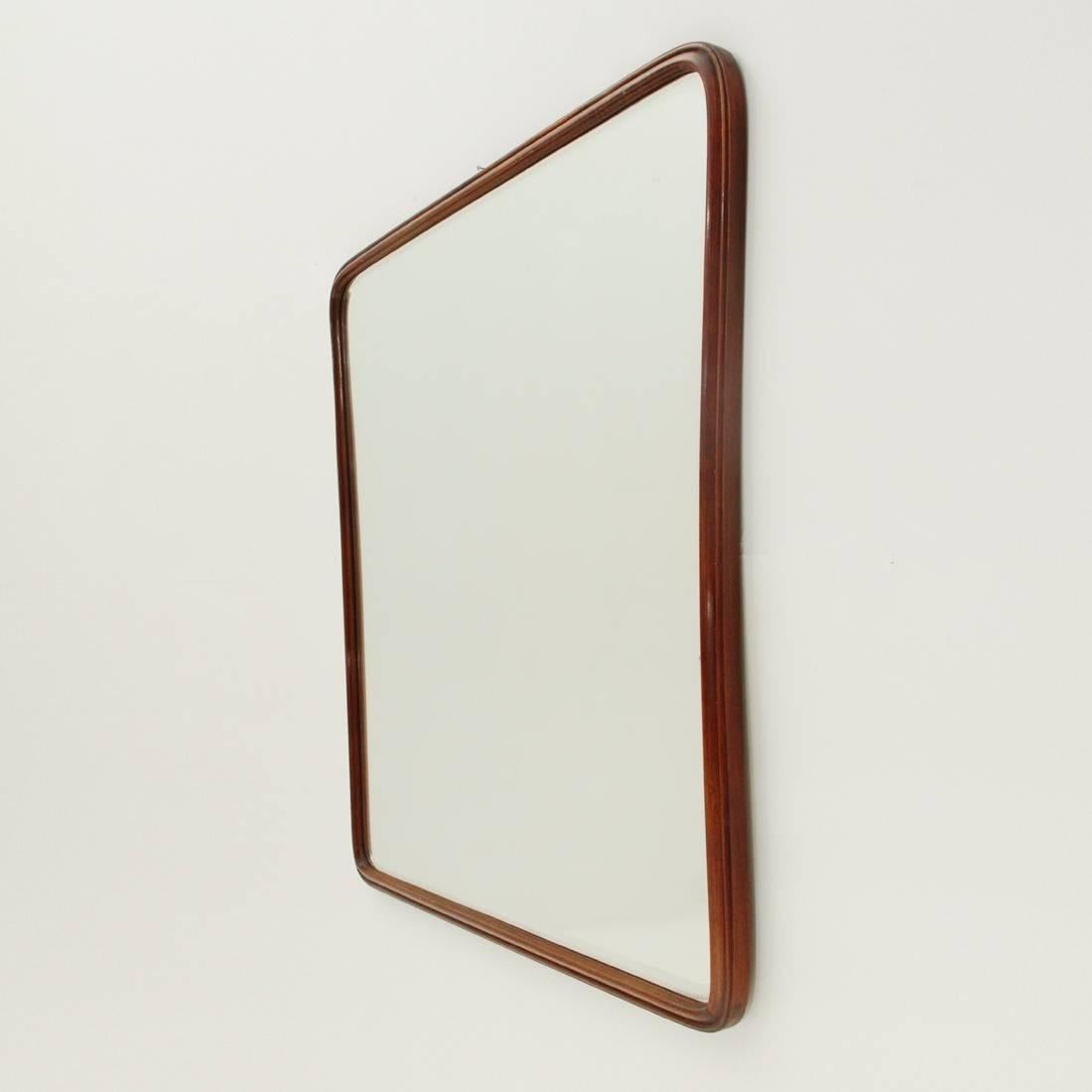 Mid-Century Modern Midcentury Italian Wooden Framed Mirror, 1950s