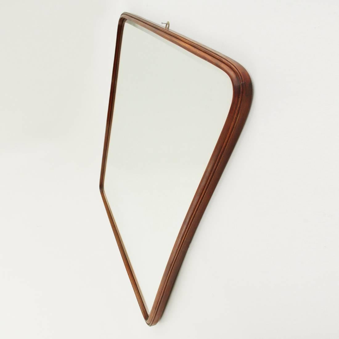 Midcentury Italian Wooden Framed Mirror, 1950s In Good Condition In Savona, IT