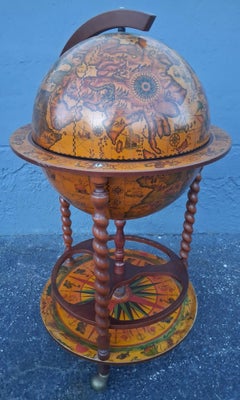 Mid Century Italian World Globe with Interior Dry Bar Storage