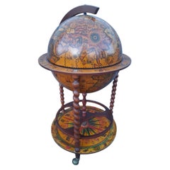 Mid Century Italian World Globe with Interior Dry Bar Storage