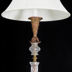 Mid-Century Italian Wrought Iron and Venetian Hand-Blown Glass Floor Lamp