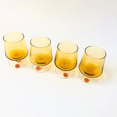 Mid Century Italian Yellow Glass Cordials - Set of 4