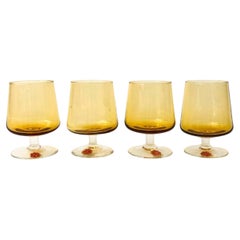 Mid Century Italian Yellow Glass Cordials - Set of 4