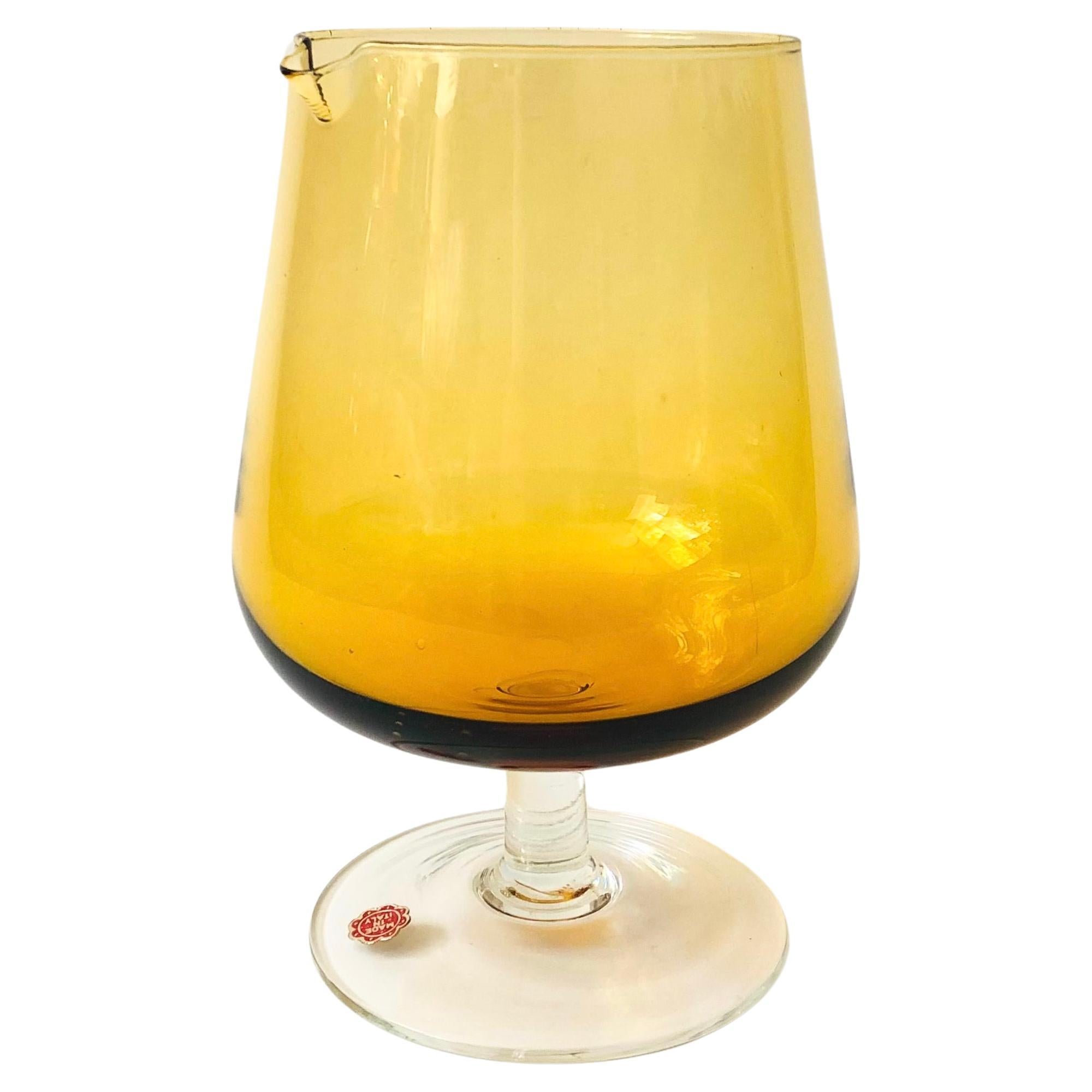 Jarra de cristal amarillo italiano de mediados de siglo