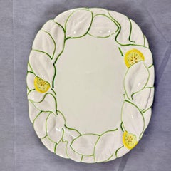 Mid-Century Italian Yellow Lemon and Green Leaf Platter