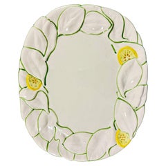 Mid-Century Italian Yellow Lemon and Green Leaf Platter