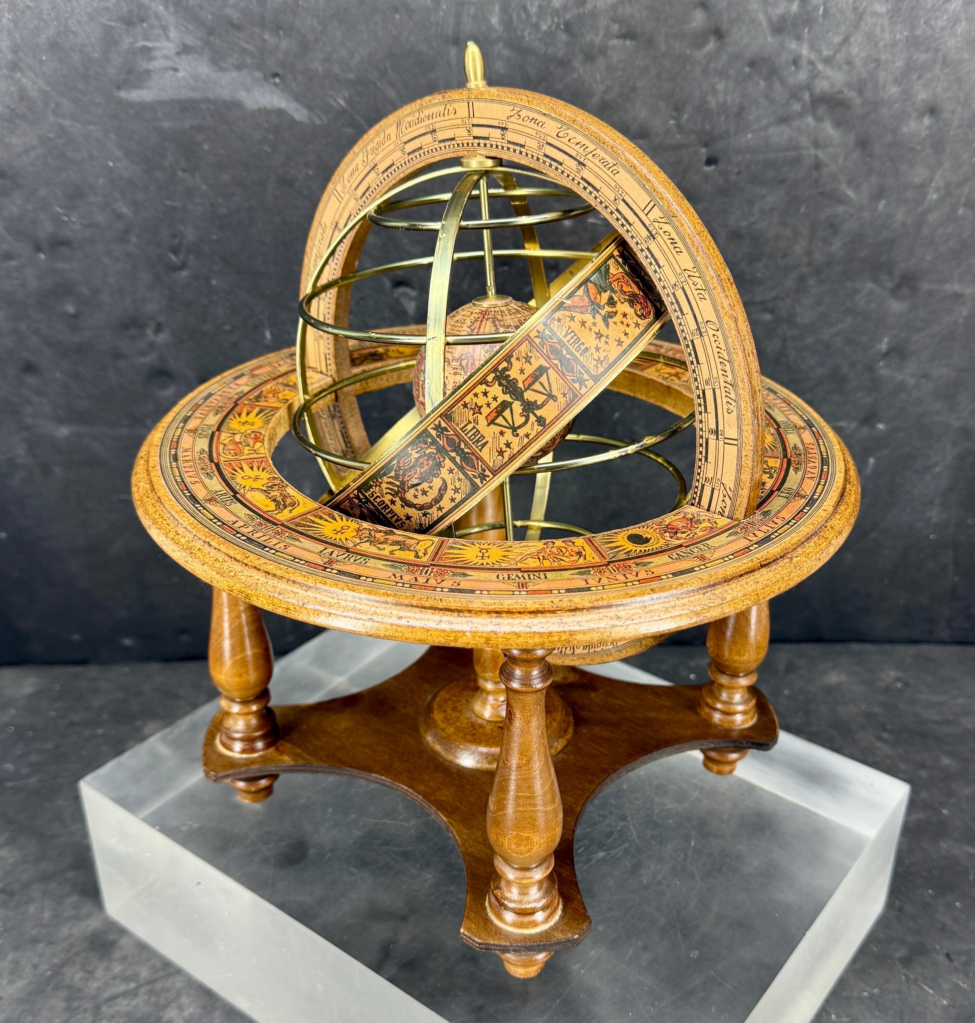 Mid-Century Modern Mid-Century Italian Zodiac and World Globe for Desk or Table en vente