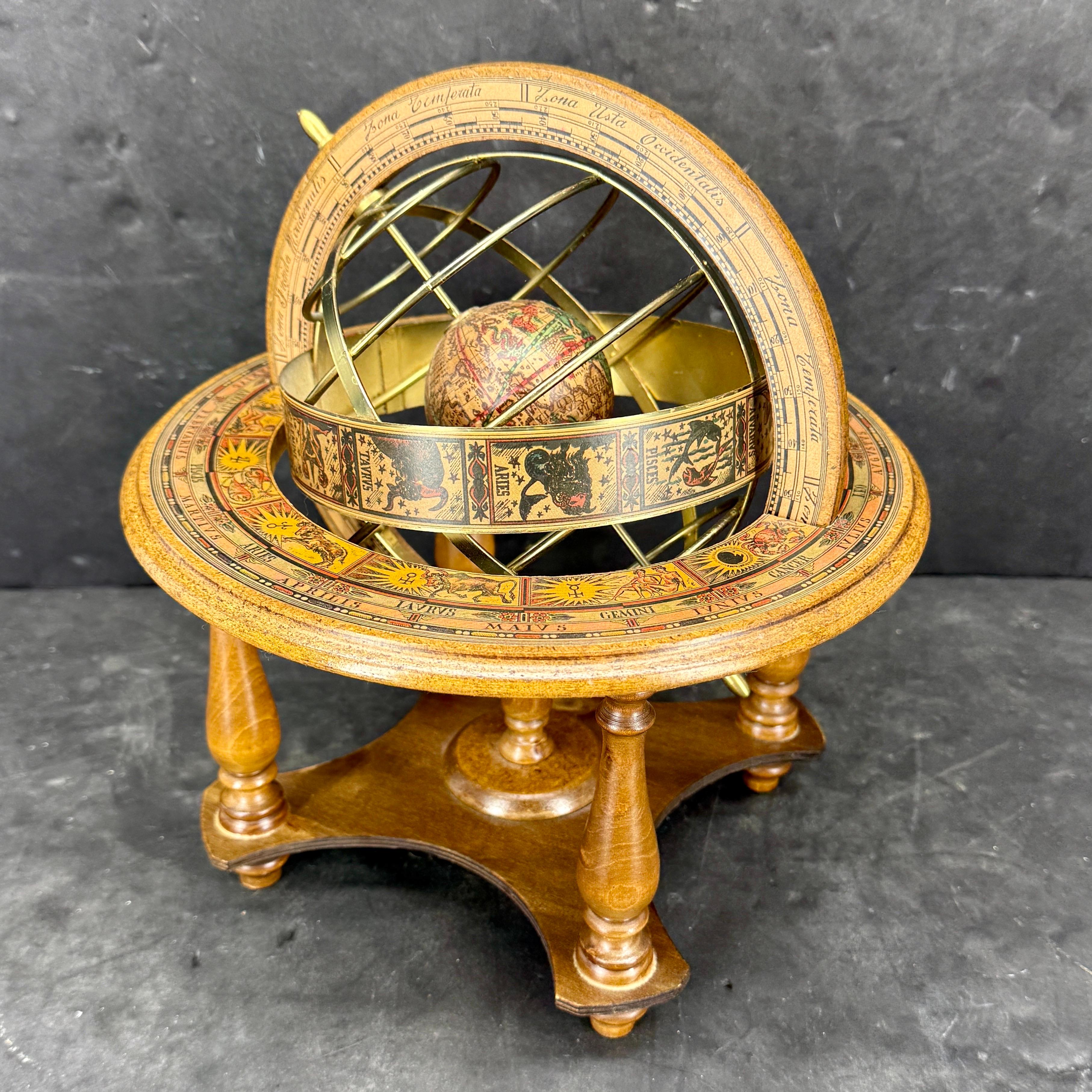 Mid-Century Italian Zodiac and World Globe for Desk or Table Bon état - En vente à Haddonfield, NJ