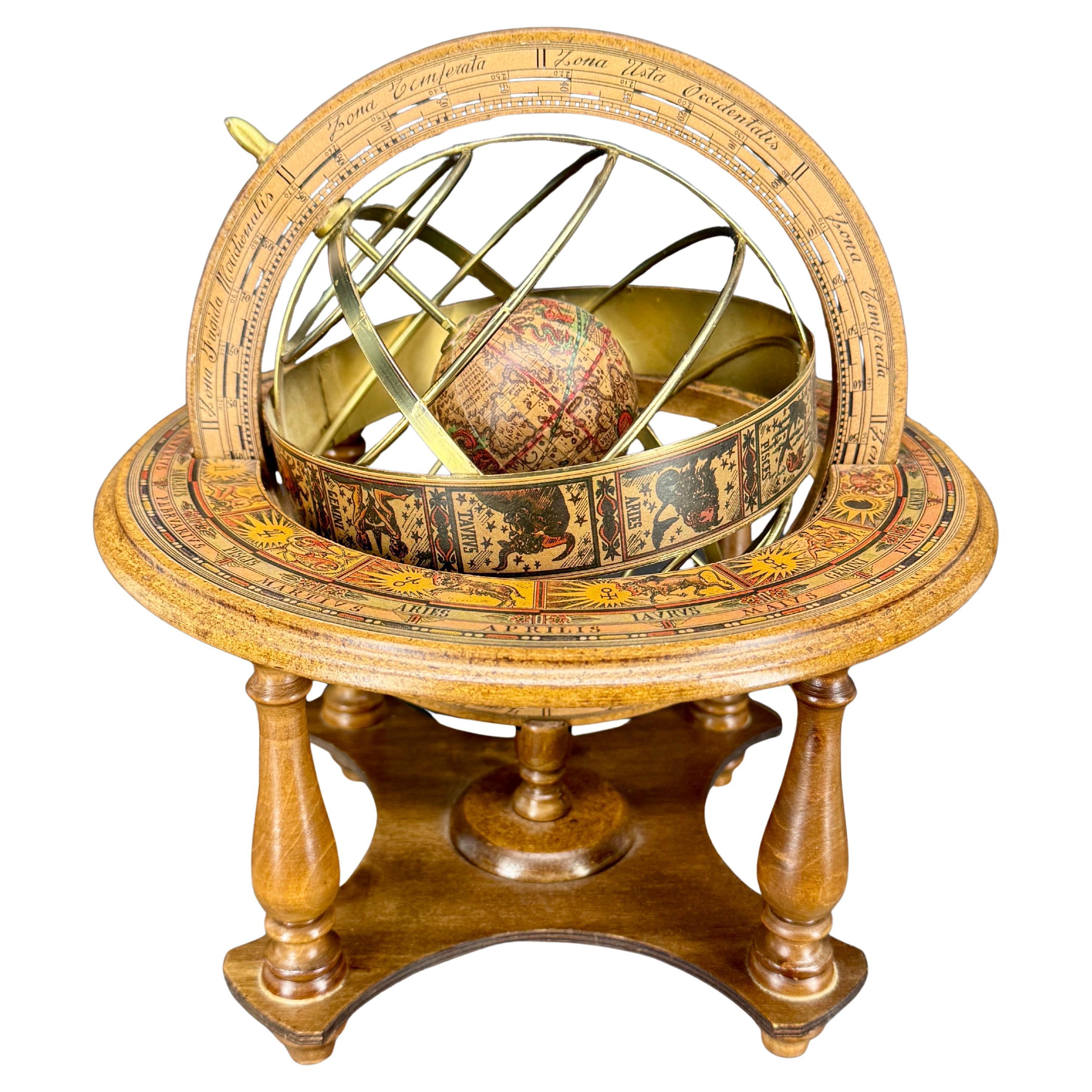 Mid-Century Italian Zodiac and World Globe for Desk or Table en vente