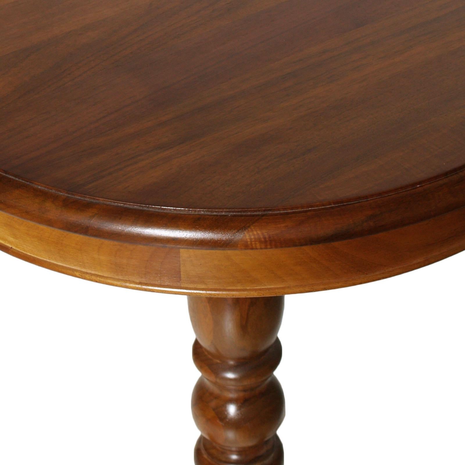Turned Midcentury Italy Neoclassic Side or Coffee Table, in Solid Walnut, Wax-Polished For Sale