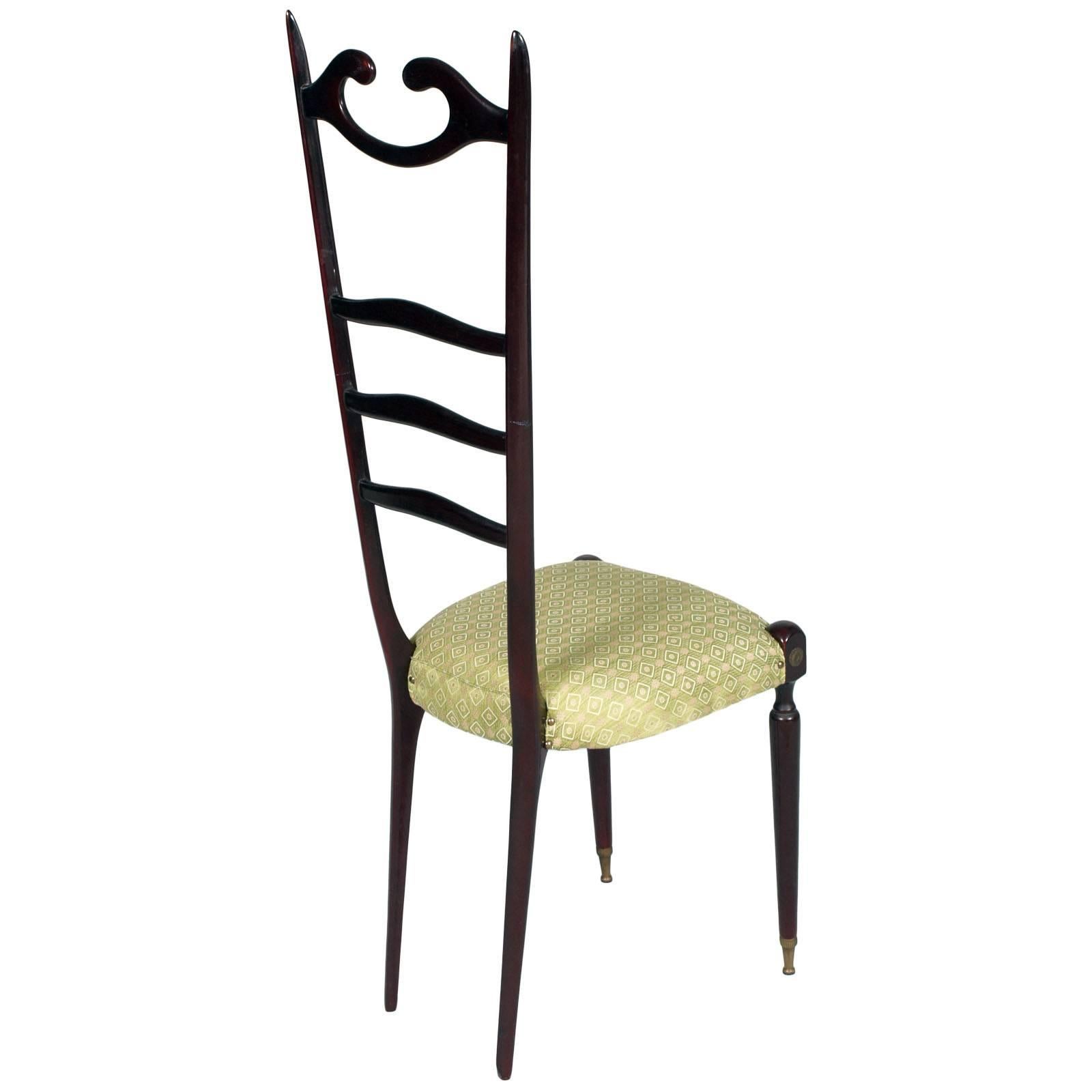 Paar Chiavari-Stühle aus Mahagoni aus der Mitte des Jahrhunderts, 1950er Jahre, von Paolo Buffa Designer, Italien (Ebonisiert) im Angebot