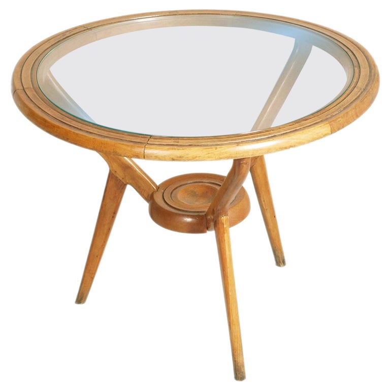 Mid Century Italy Tripode Round Coffee Table Ico Parisi attributed, Cantù For Sale