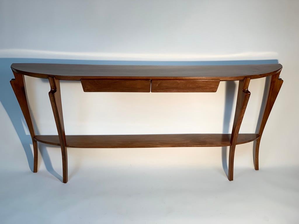 Mid Century Italian Florentine Demilune Two Drawers Console In Good Condition In Firenze, Toscana
