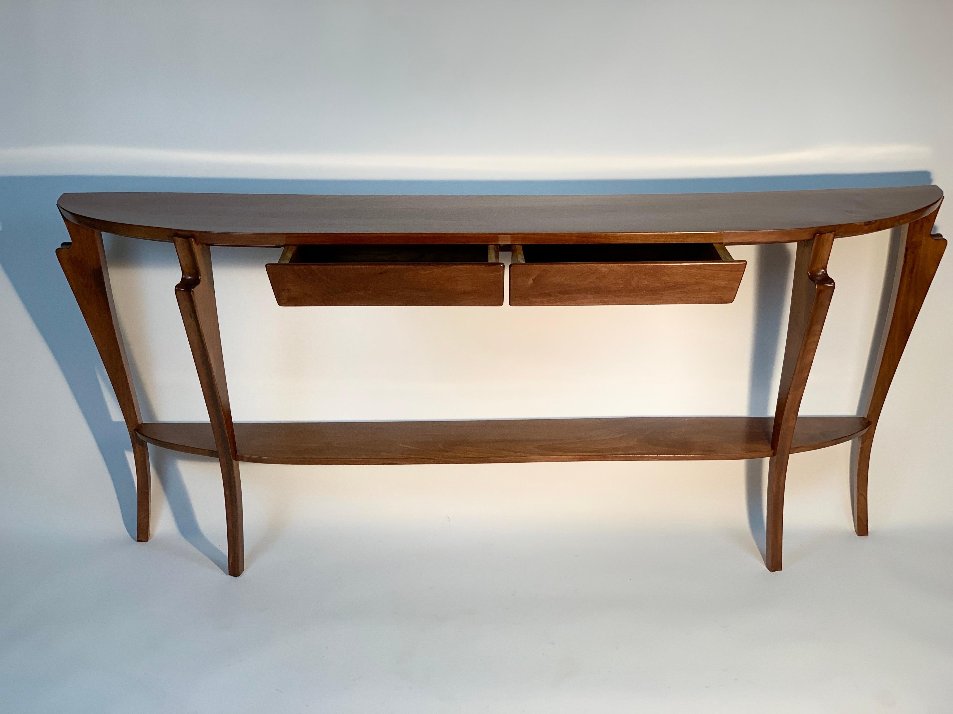 Mid-20th Century Mid Century Italian Florentine Demilune Two Drawers Console