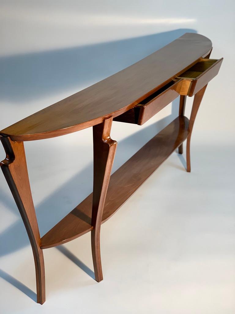 Mid Century Italian Florentine Demilune Two Drawers Console 2