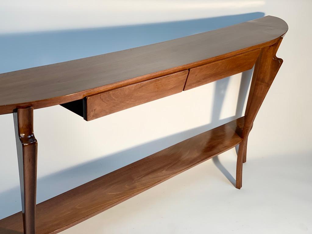 Mid Century Italian Florentine Demilune Two Drawers Console 3