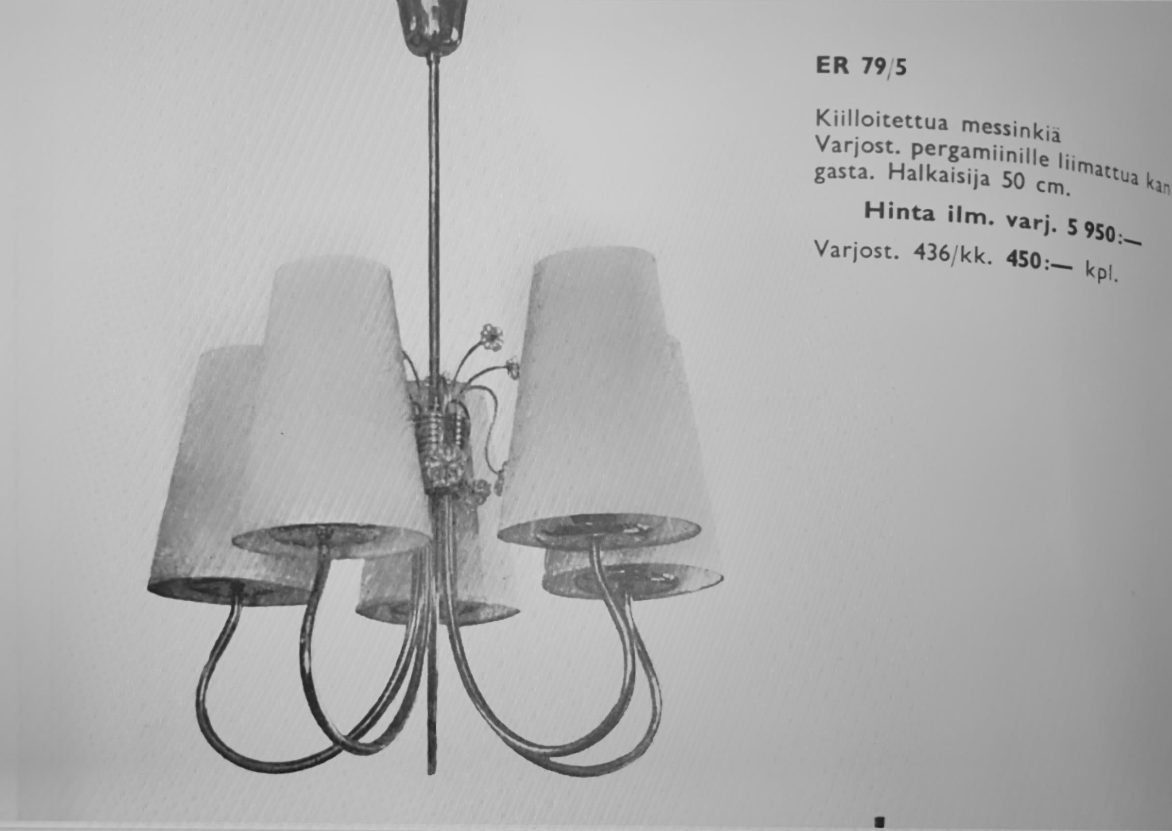 Lampada da soffitto Itsu di metà secolo modello ER 79 con fiori di margherita, Finlandia, anni '50 in vendita 9