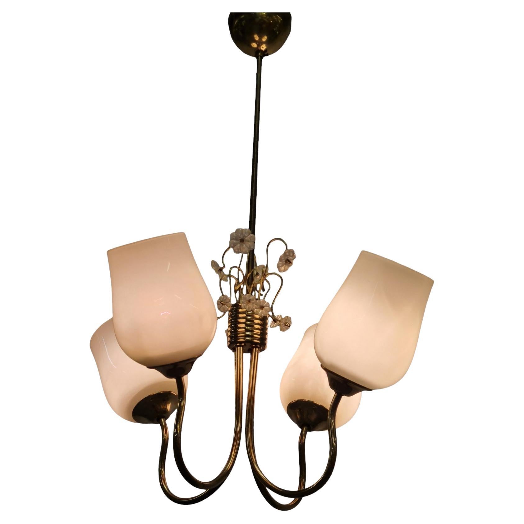 Mid-Century moderno Lampada da soffitto Itsu di metà secolo modello ER 79 con fiori di margherita, Finlandia, anni '50 in vendita