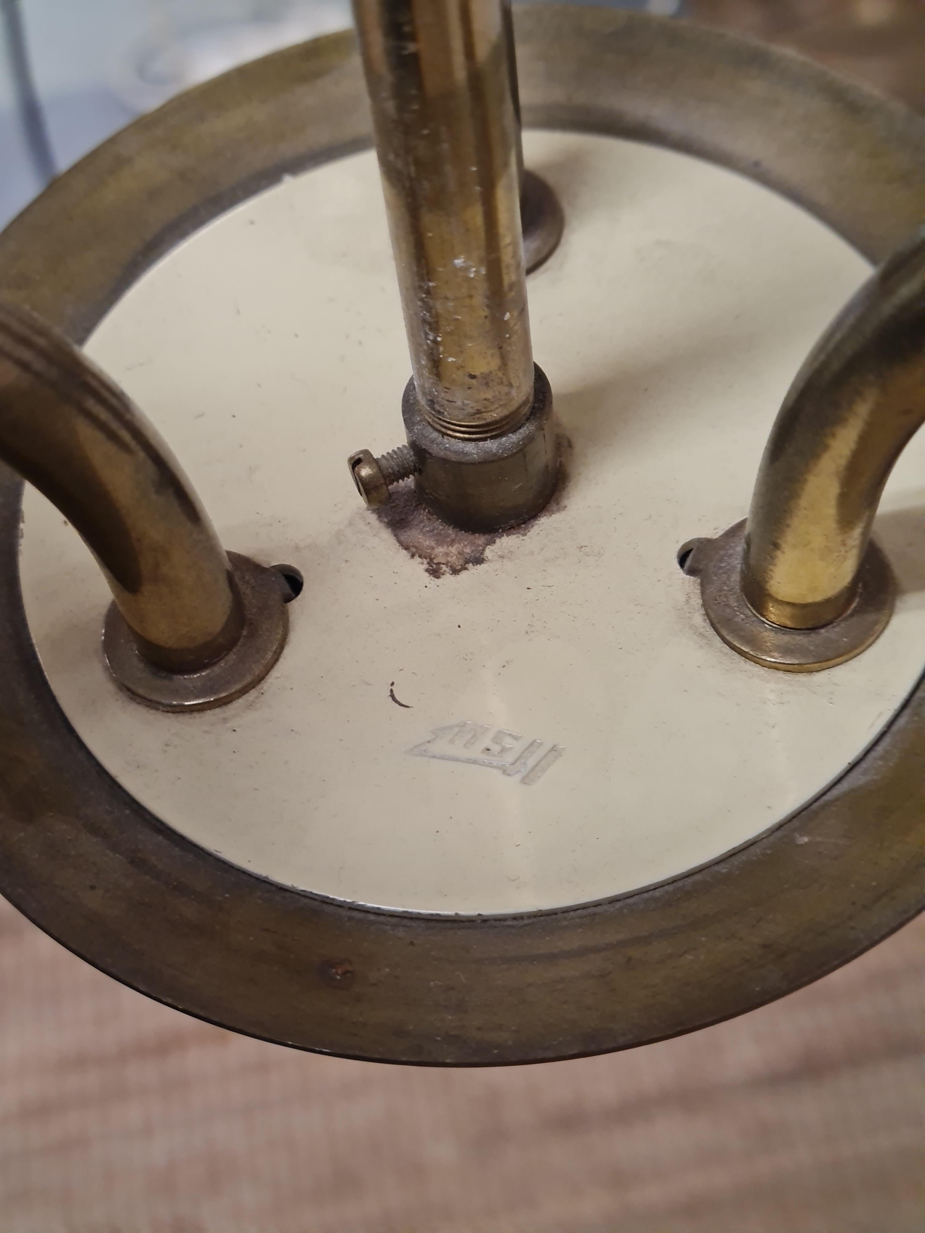 Finlandese Lampada da soffitto Itsu di metà secolo modello ER 86/3 in ottone e vetro, Finlandia, anni '50 in vendita