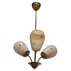 Mid-Century Itsu Ceiling Lamp Model ER 86/3 in Brass and Glass, Finland 1950s