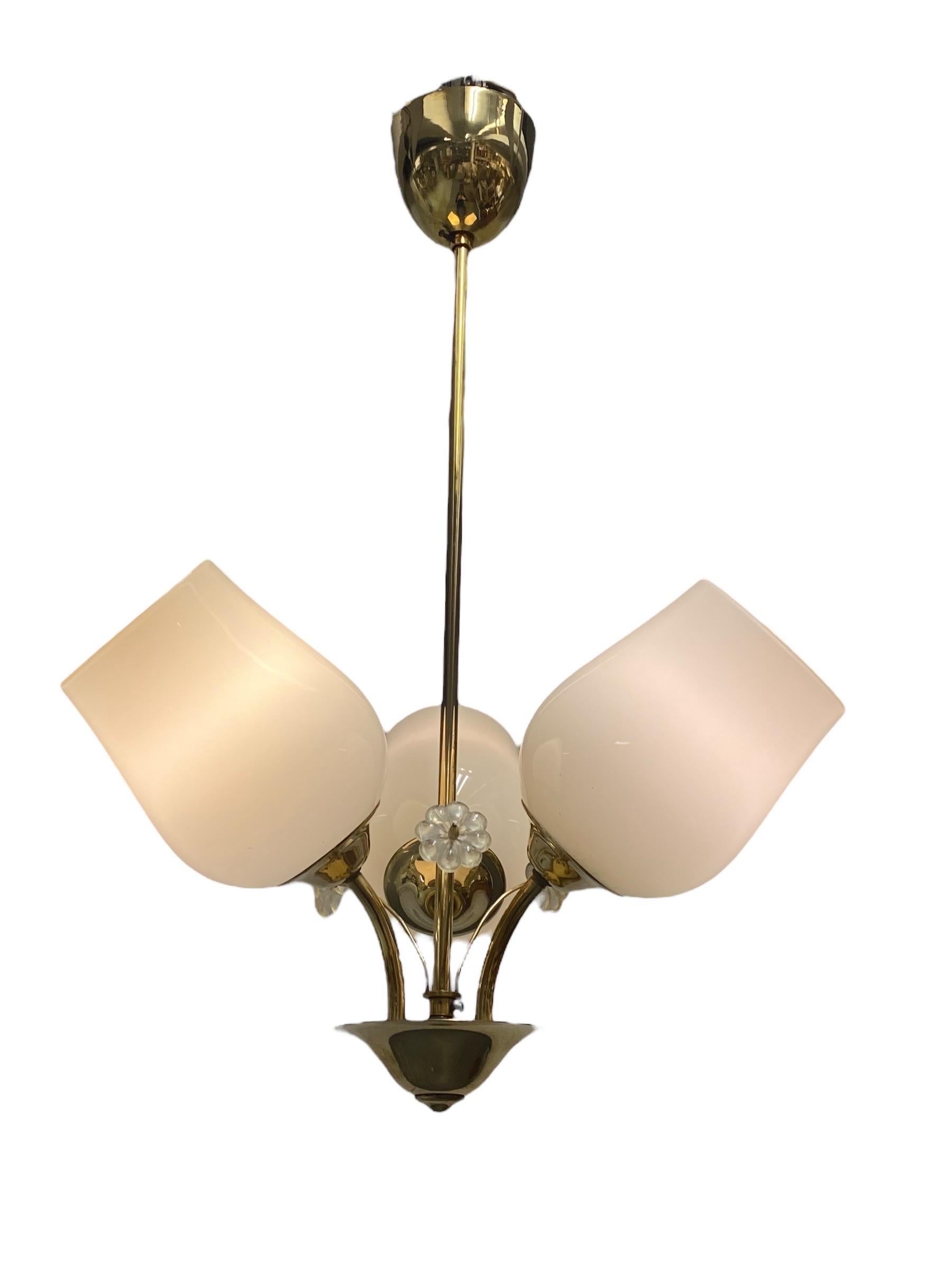 Finlandese Lampada da soffitto Itsu di metà secolo in ottone, Finlandia, anni '50