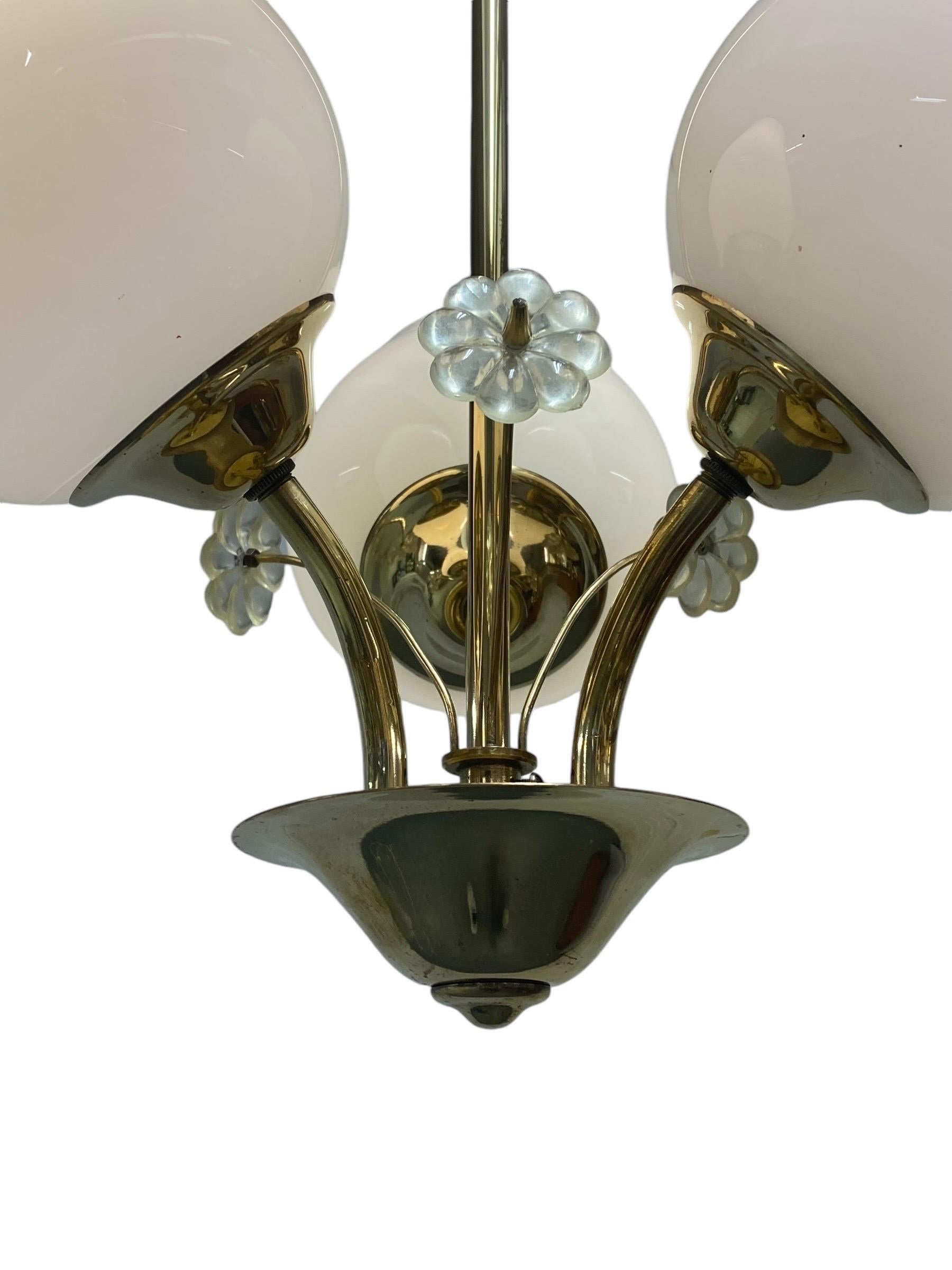 Ottone Lampada da soffitto Itsu di metà secolo in ottone, Finlandia, anni '50