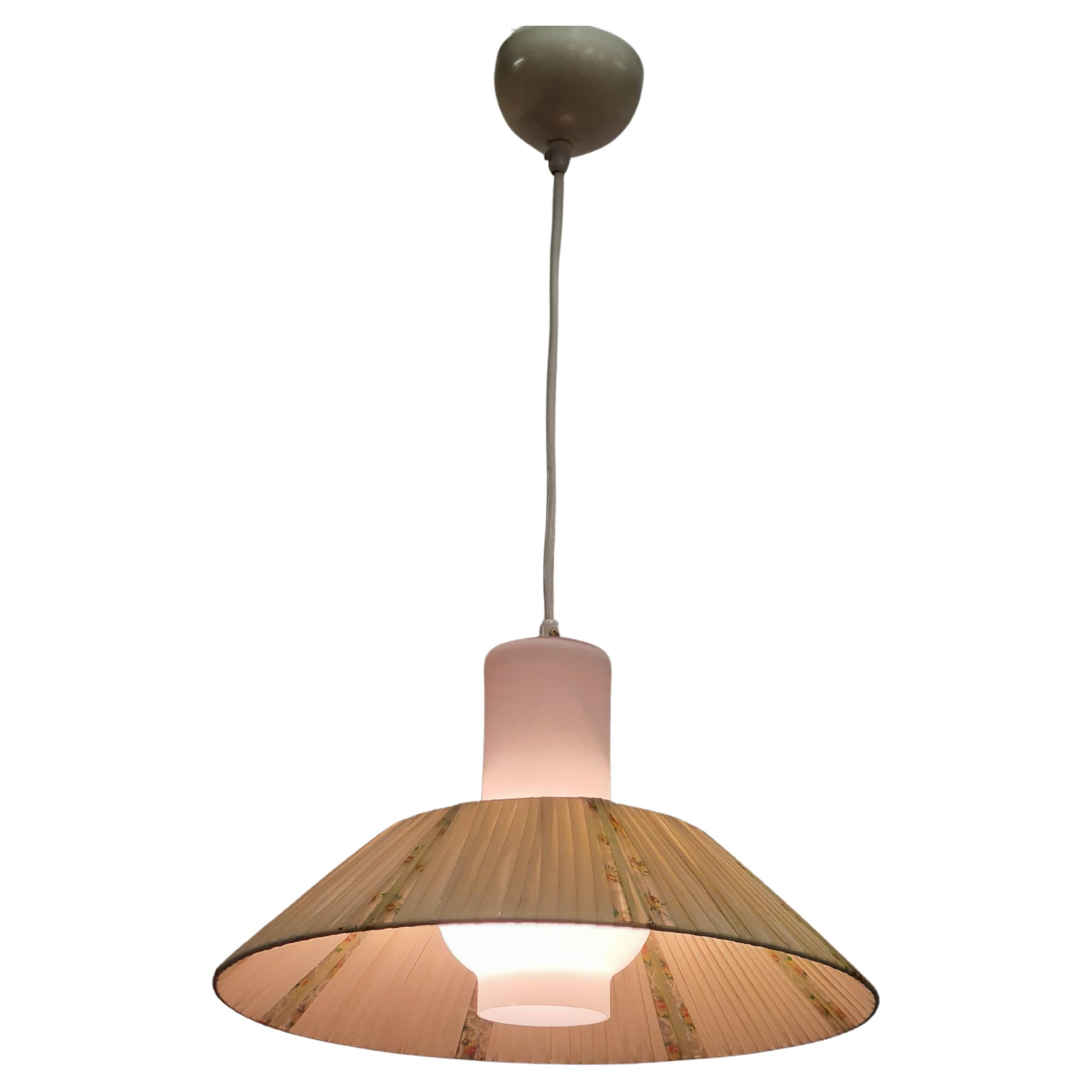 Mid-Century Itsu Ceiling Pendant Model ES 155 Opaline & Flowers, Finland 1950s