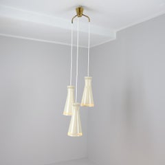 Mid-Century Itsu Pendant Model ER 94/3 in Brass & Pearl White, Finland 1950s