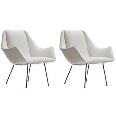 Vintage Mid-Century Ivory Lounge Chairs by Carlo Hauner for Forma, Brazil, circa 1960
