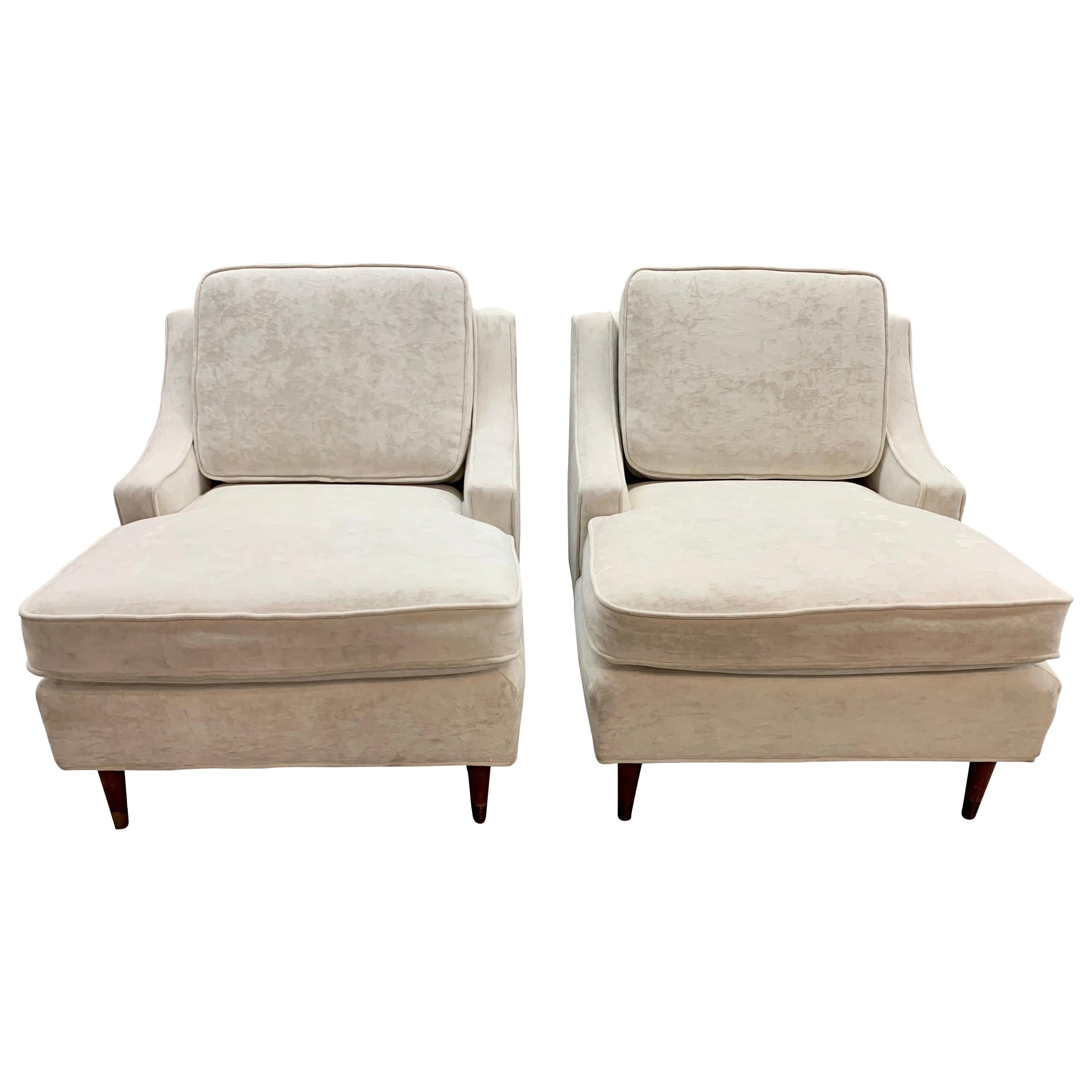 MidCentury White and Wood Lounge Chair at 1stDibs
