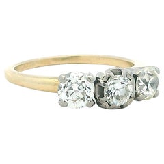 Bague à trois pierres en diamant 14K bicolore du milieu du siècle Jabel (1,20 carat au total)