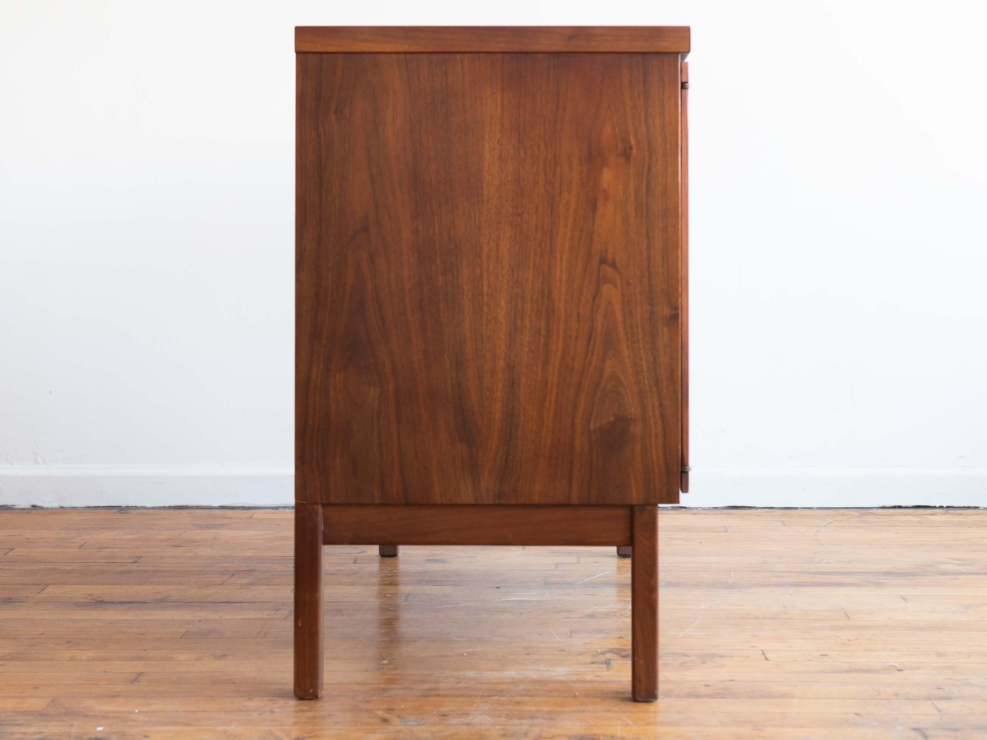 Faux Leather Mid Century Jack Cartwright for Founders Walnut Two Door  Buffet / Cabinet For Sale