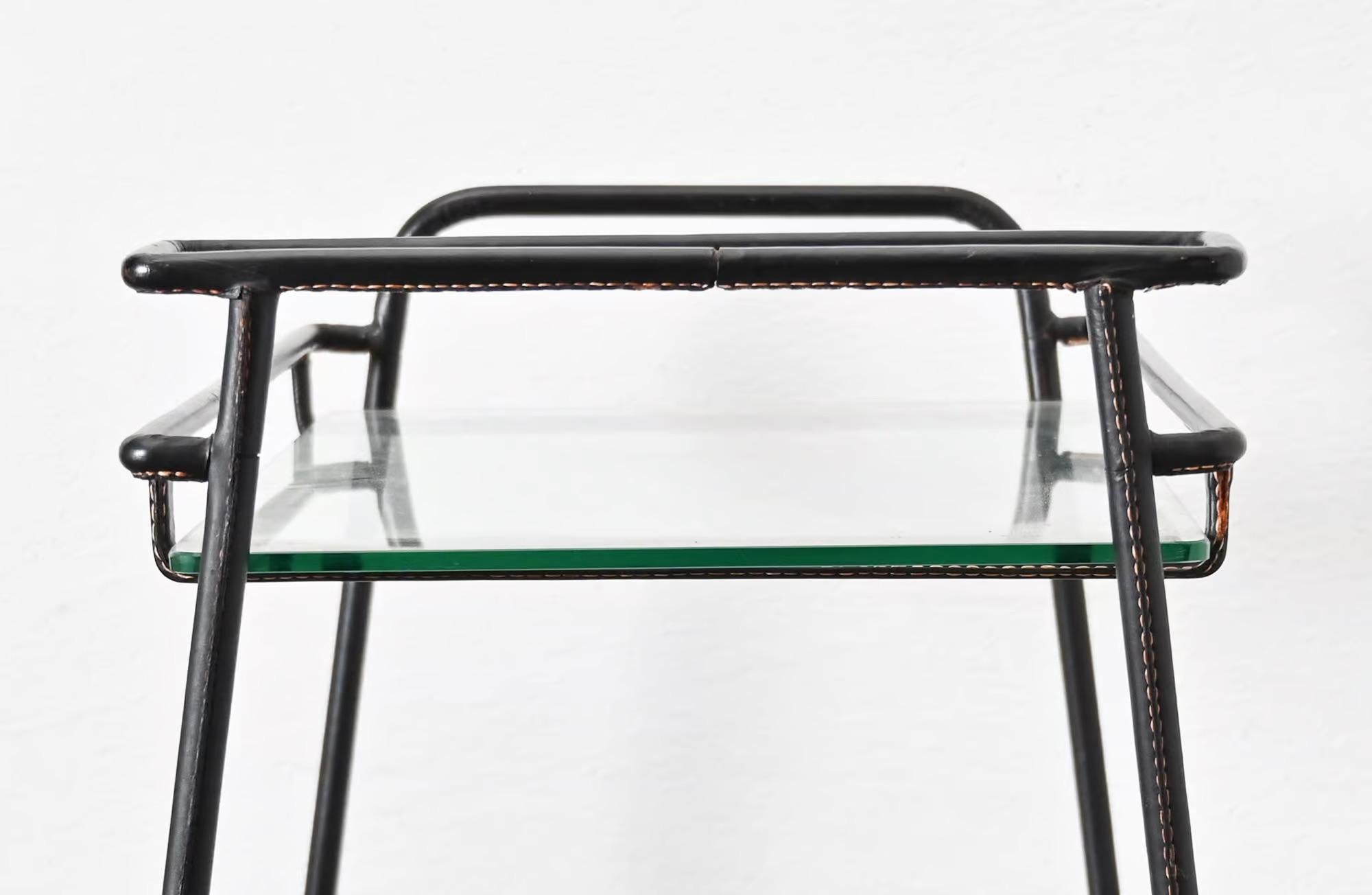 French Mid century Jacques Adnet bar trolley For Sale