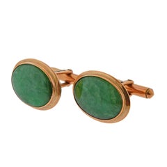 Midcentury Jade 14 Karat Gold Cufflinks