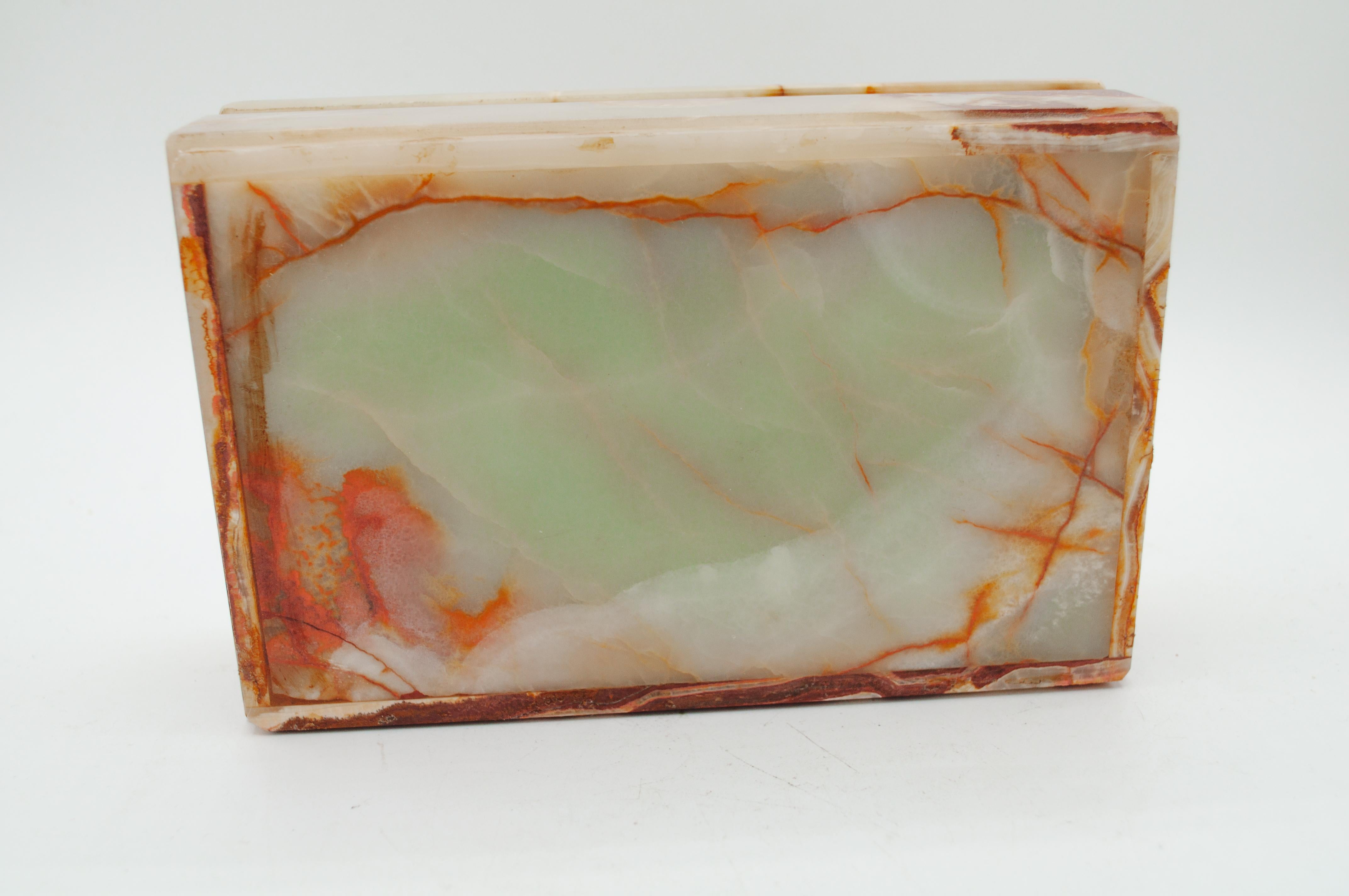 Jadegrüne Onyx-Marmor-Messing-Dekoschachtel aus der Jahrhundertmitte, Italien, 1960er Jahre im Angebot 2