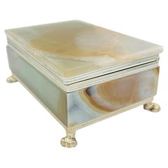 Mid-Century Jade Green Onyx Marble Decorative Box, Italy, 1960s