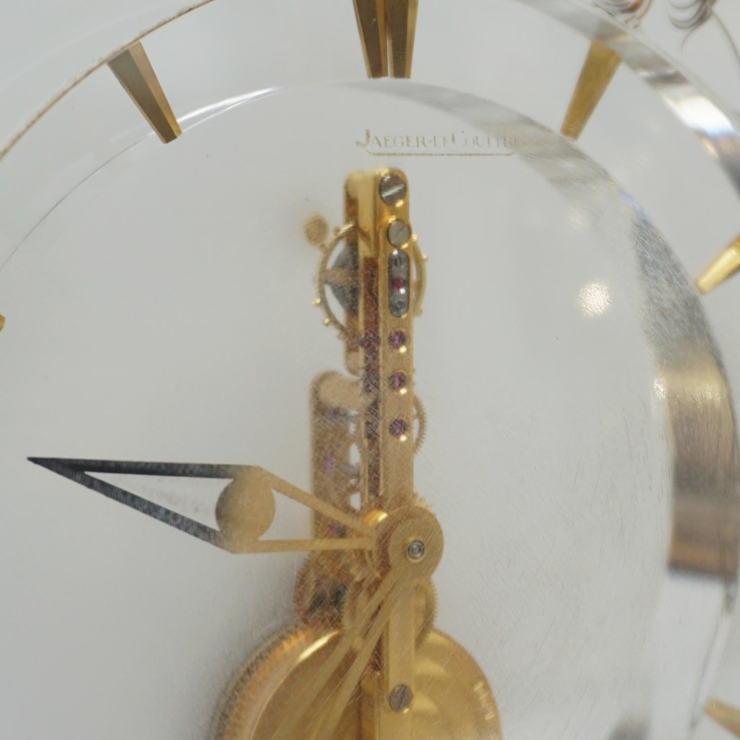 Mid-Century Jaeger LeCoultre 'Marina' Clock Lucite and Brass Circa 1960 4