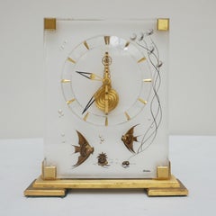 Mid-Century Jaeger LeCoultre 'Marina' Clock Lucite and Brass Circa 1960