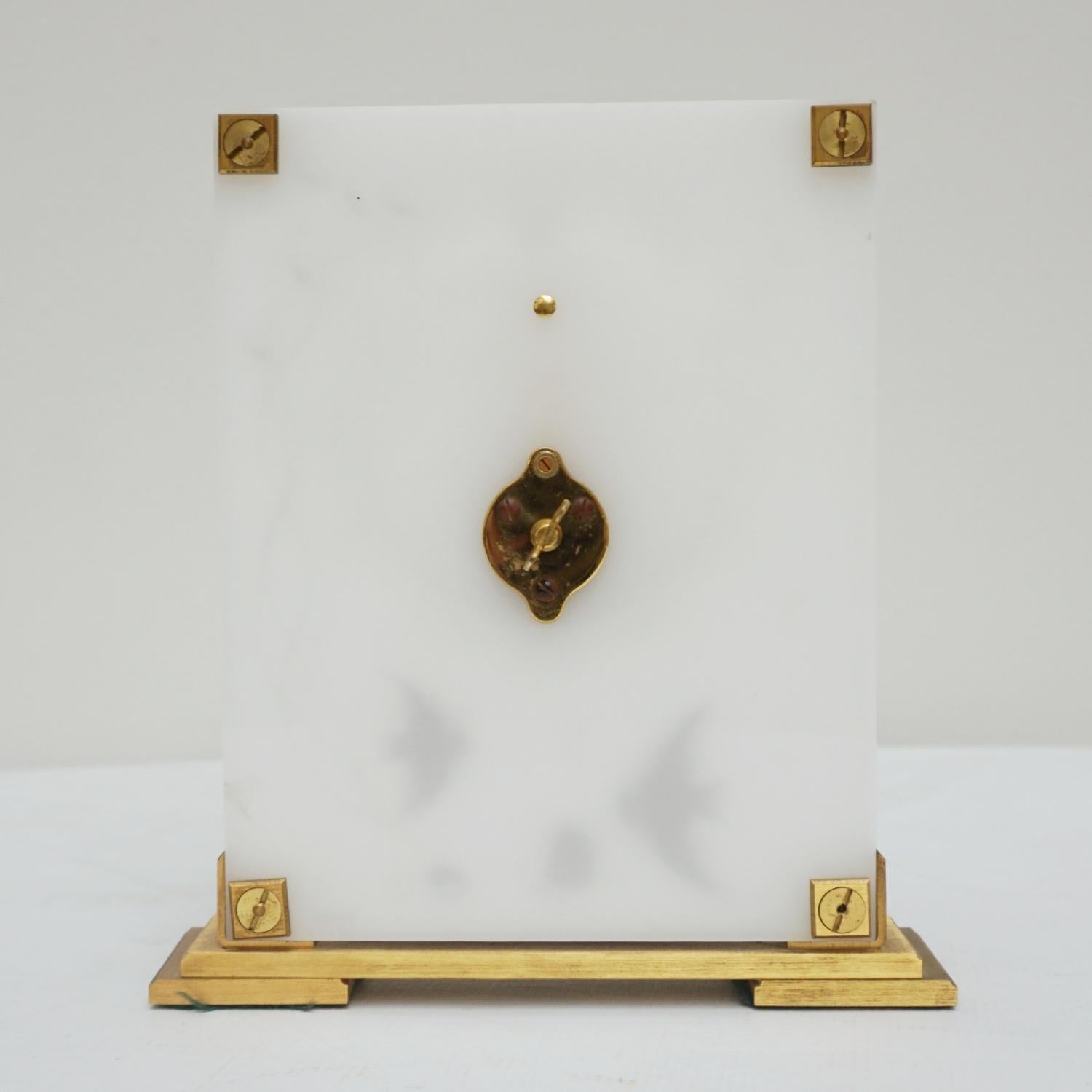 Swiss Mid-Century Jaeger LeCoultre 'Marina' Clock Lucite and Brass Circa 1960