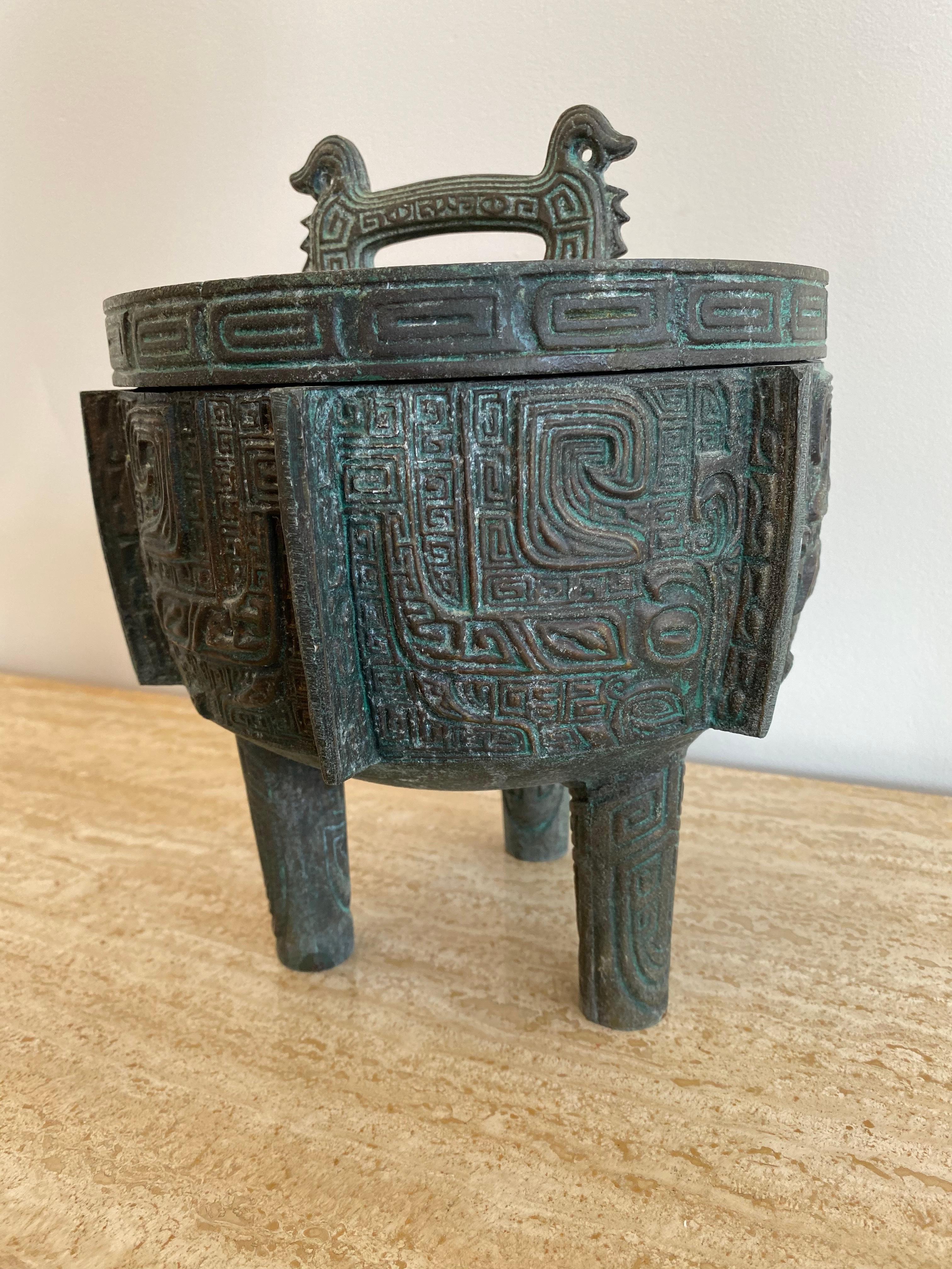 Patinated Mid-Century James Mont Asian Inspired Ice Bucket