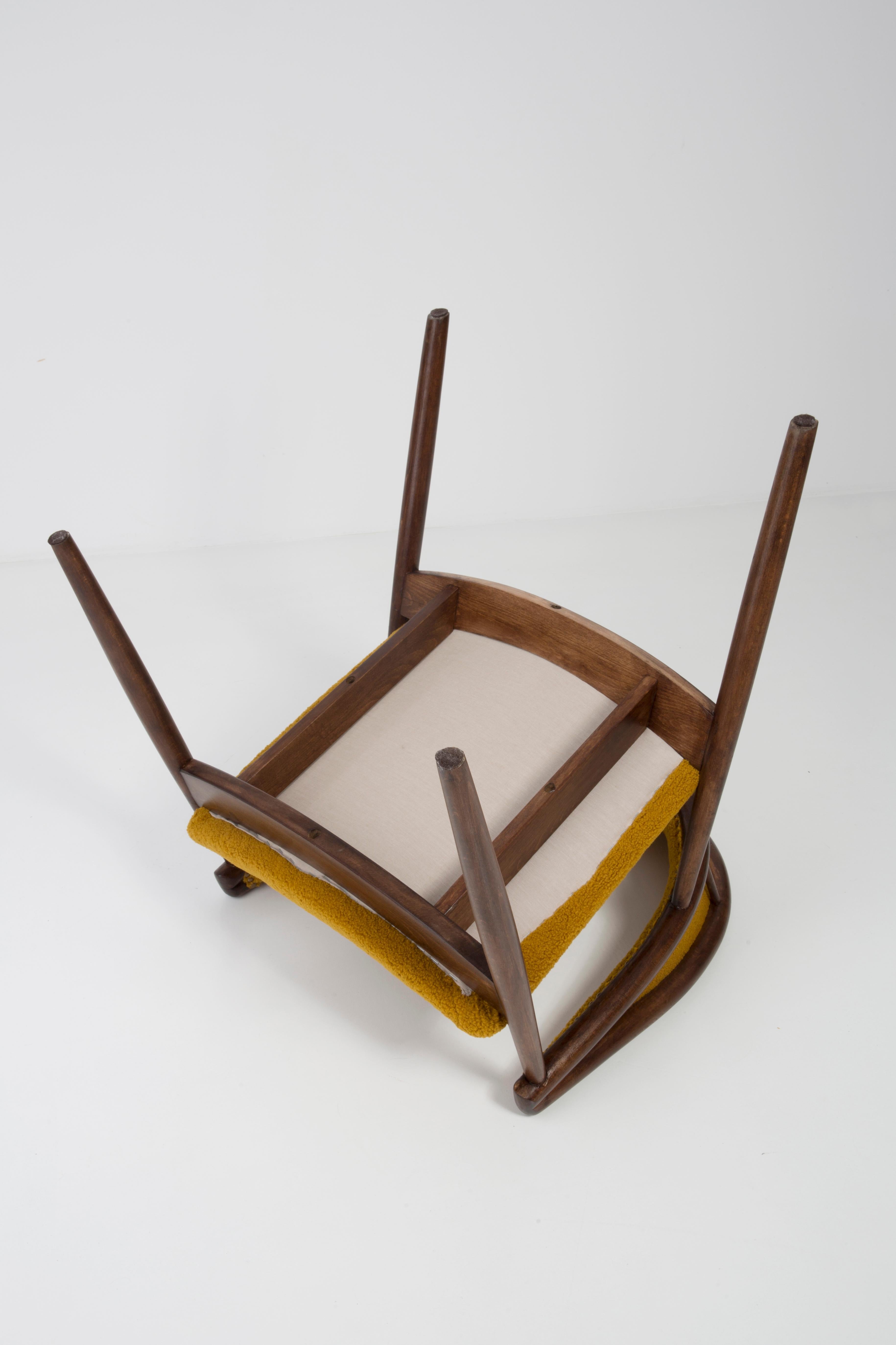 Mid Century James Mont Bent Beech Armchair, Yellow Ochra Boucle, 1960s For Sale 1