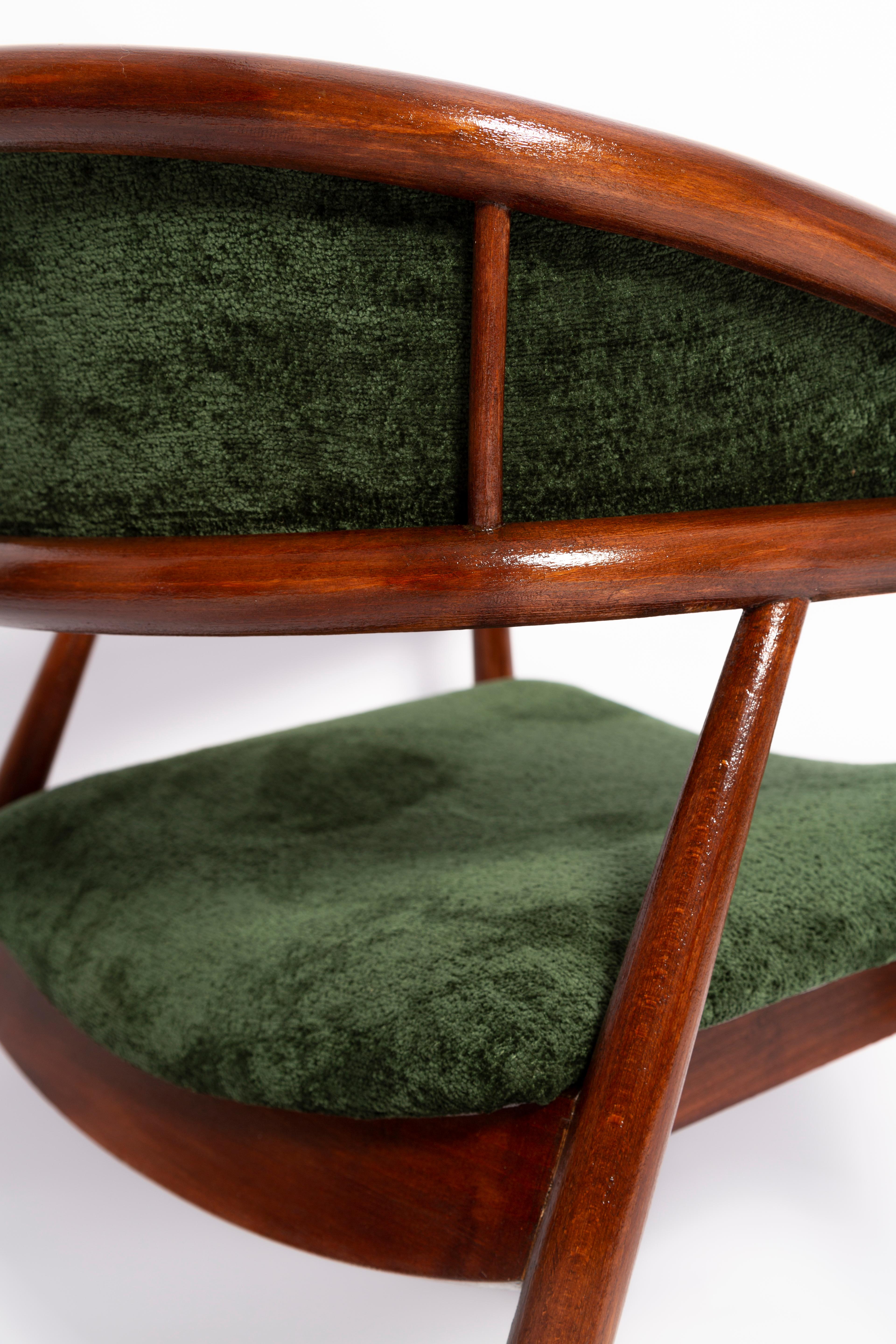 Mid Century James Mont Bent Beech King Cole Armchair, Dark Green Velvet, 1960s For Sale 3