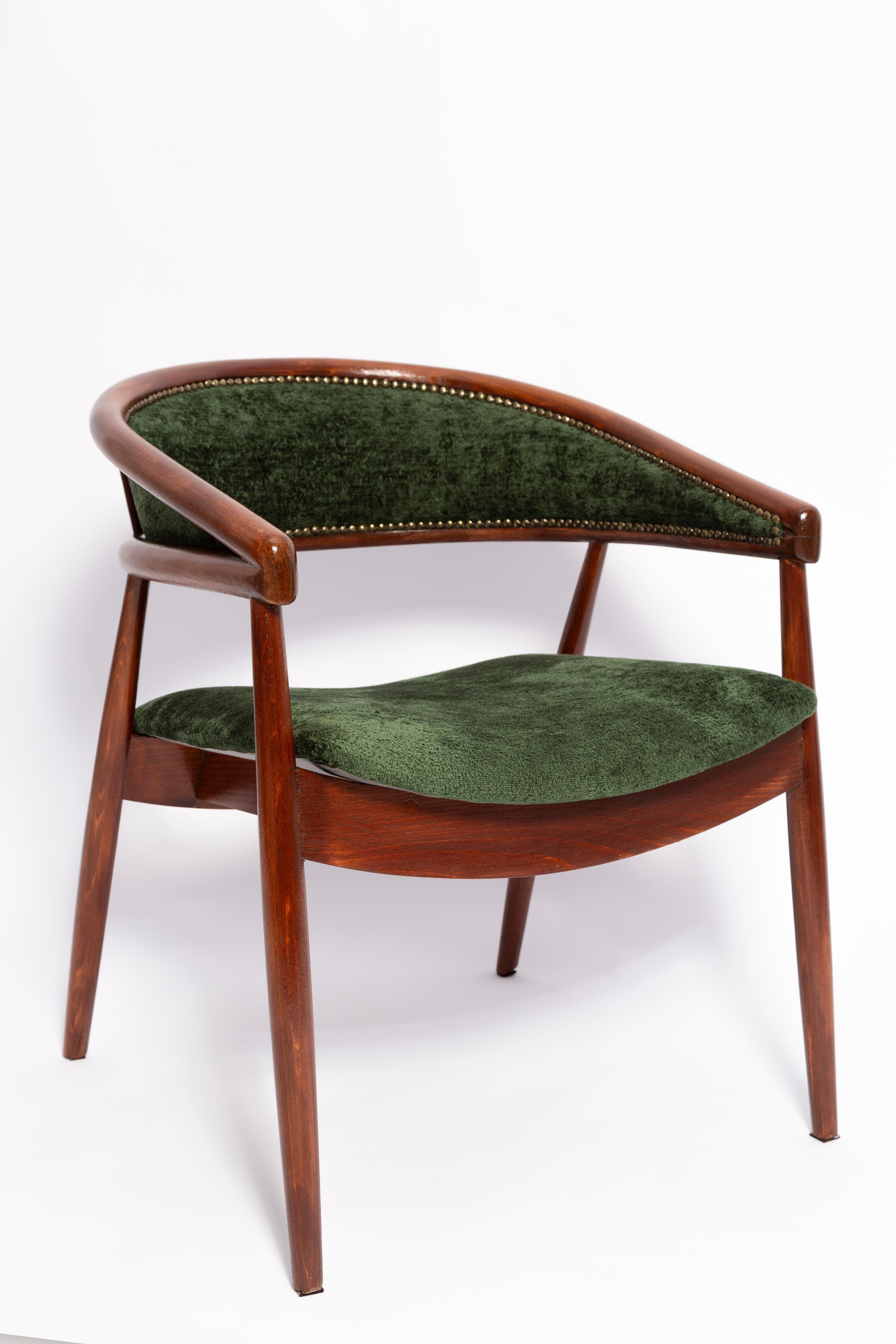 Mid-Century Modern Mid Century James Mont Bent Beech King Cole Armchair, Dark Green Velvet, 1960s For Sale