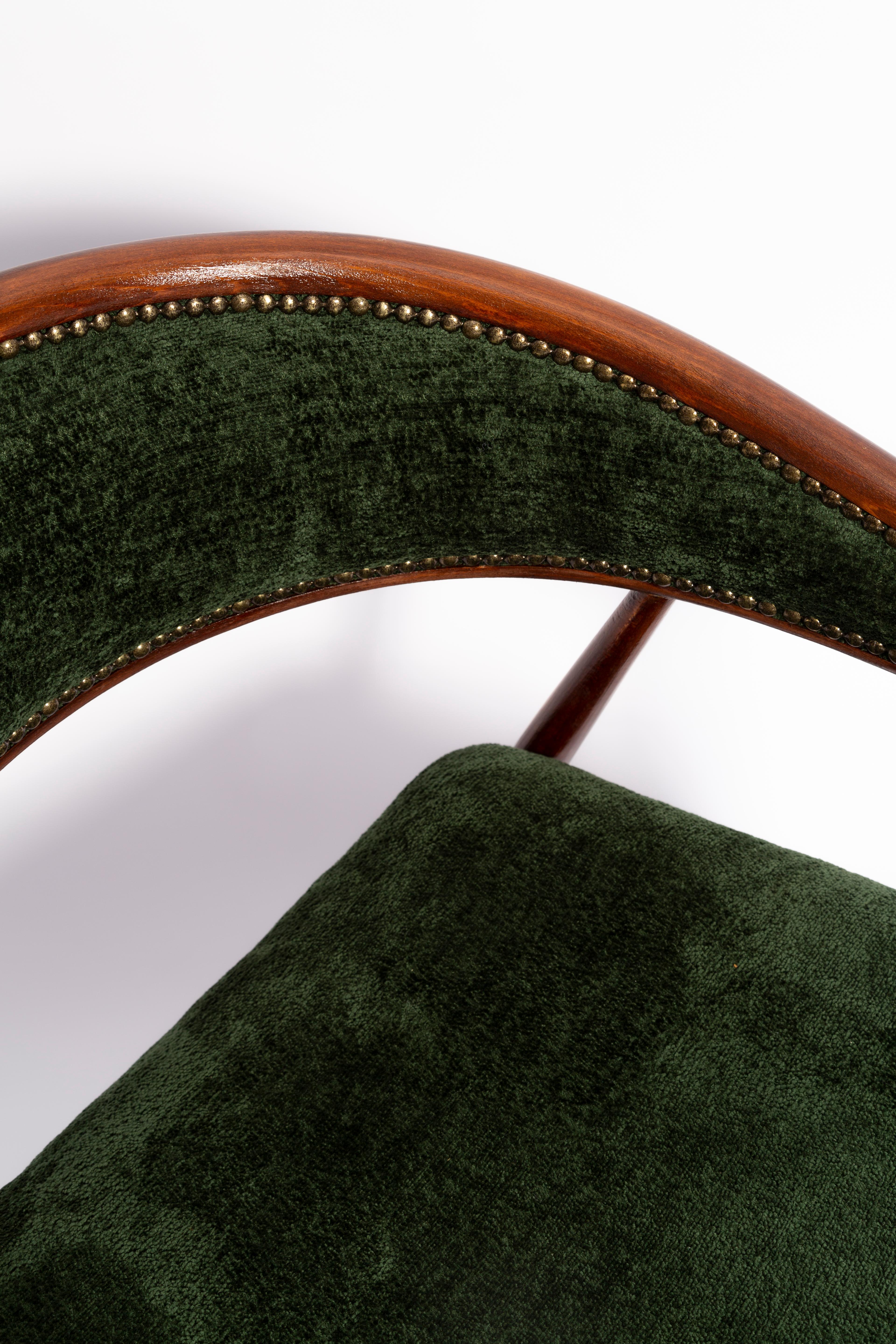 Hand-Crafted Mid Century James Mont Bent Beech King Cole Armchair, Dark Green Velvet, 1960s For Sale