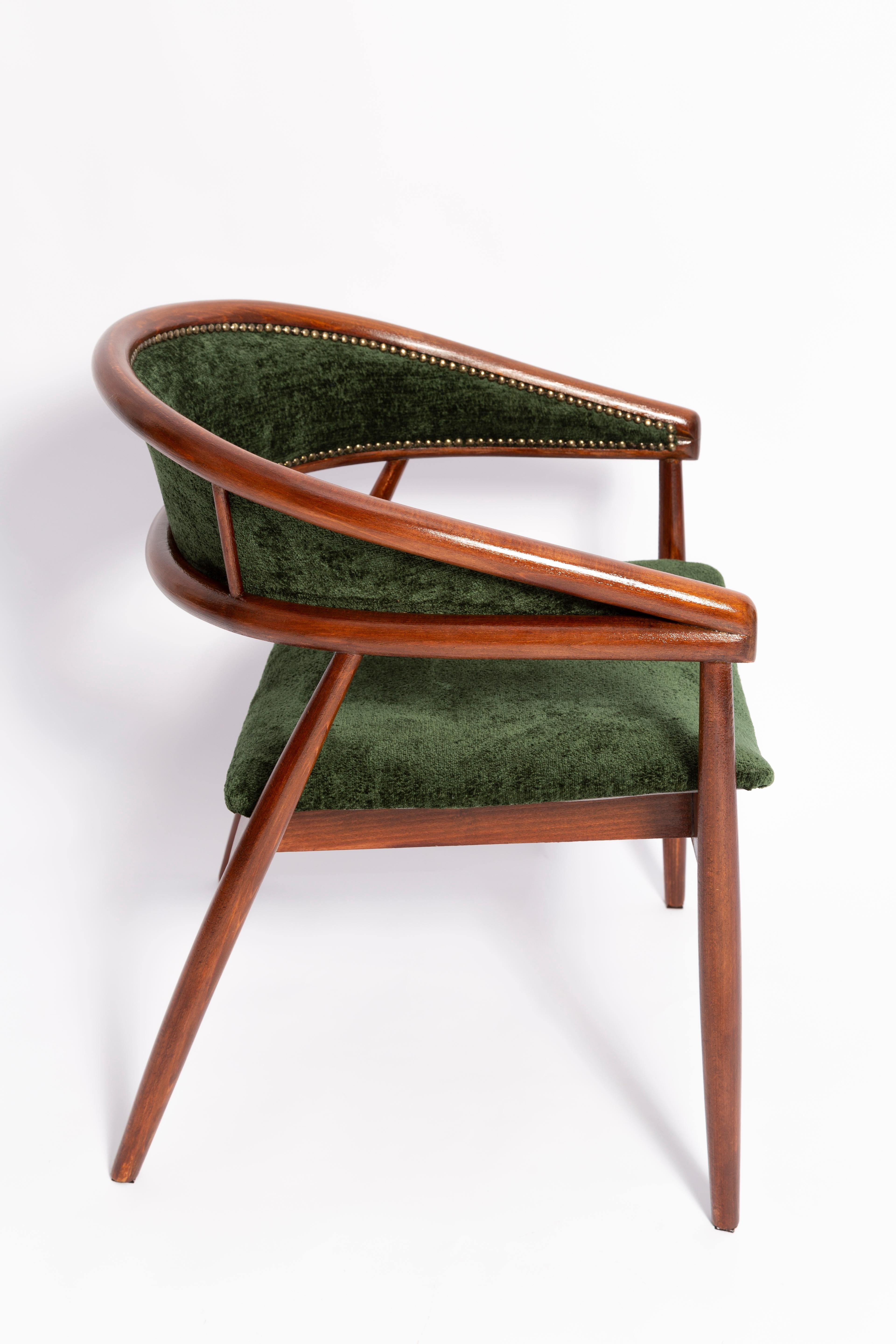 Mid Century James Mont Bent Beech King Cole Armchair, Dark Green Velvet, 1960s For Sale 1