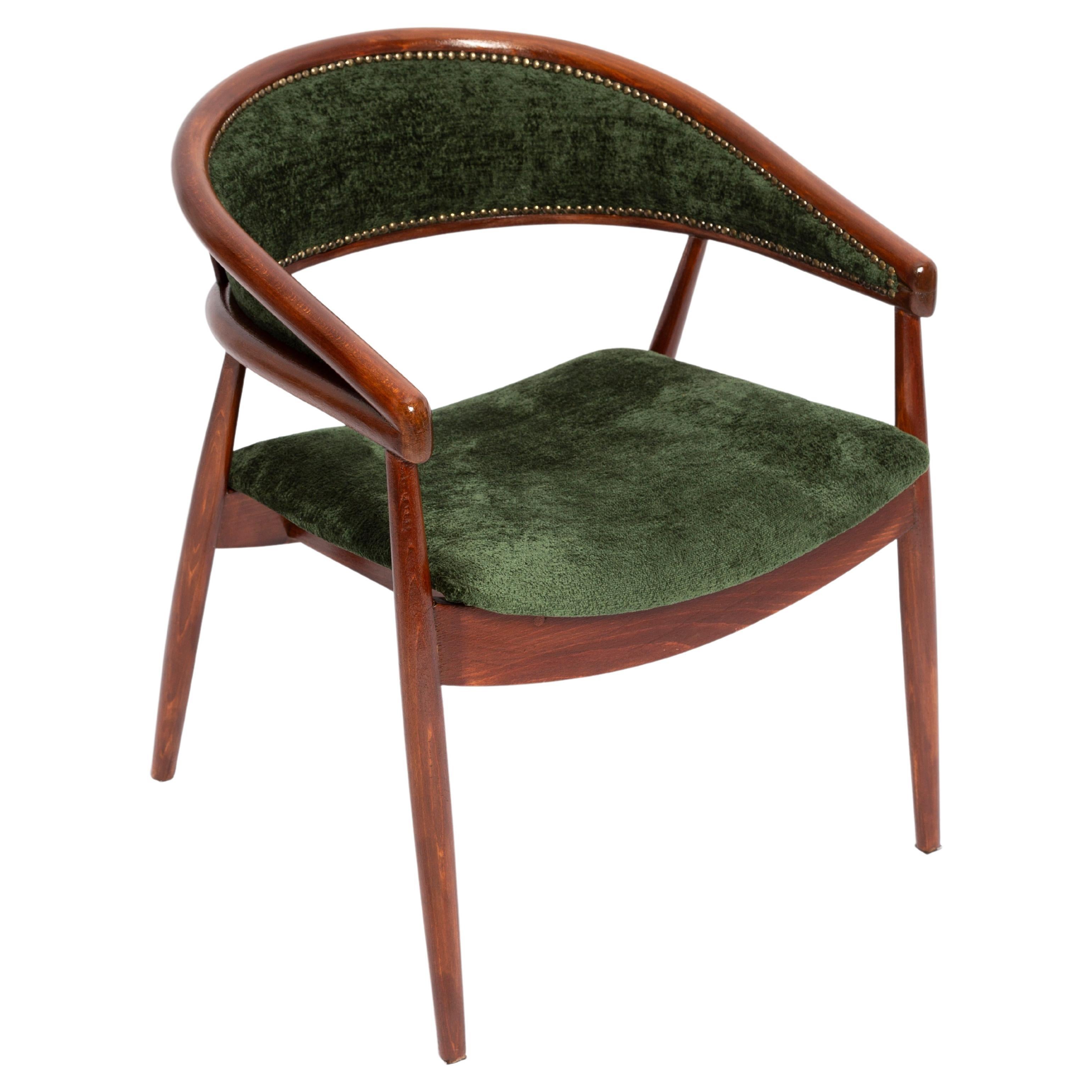 Mid Century James Mont Bent Beech King Cole Armchair, Dark Green Velvet, 1960s For Sale