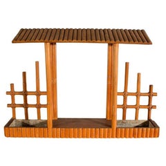 Mid-Century James Mont Inspired Rattan & Wicker Buffet Credenza