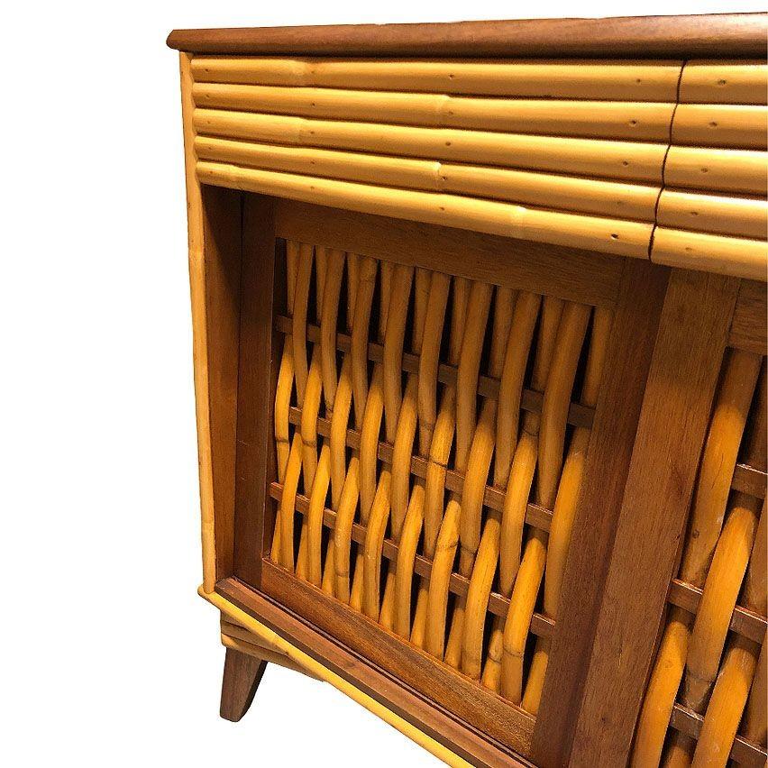 Mid-Century James Mont Inspired Rattan & Wicker Buffet Credenza For Sale 3