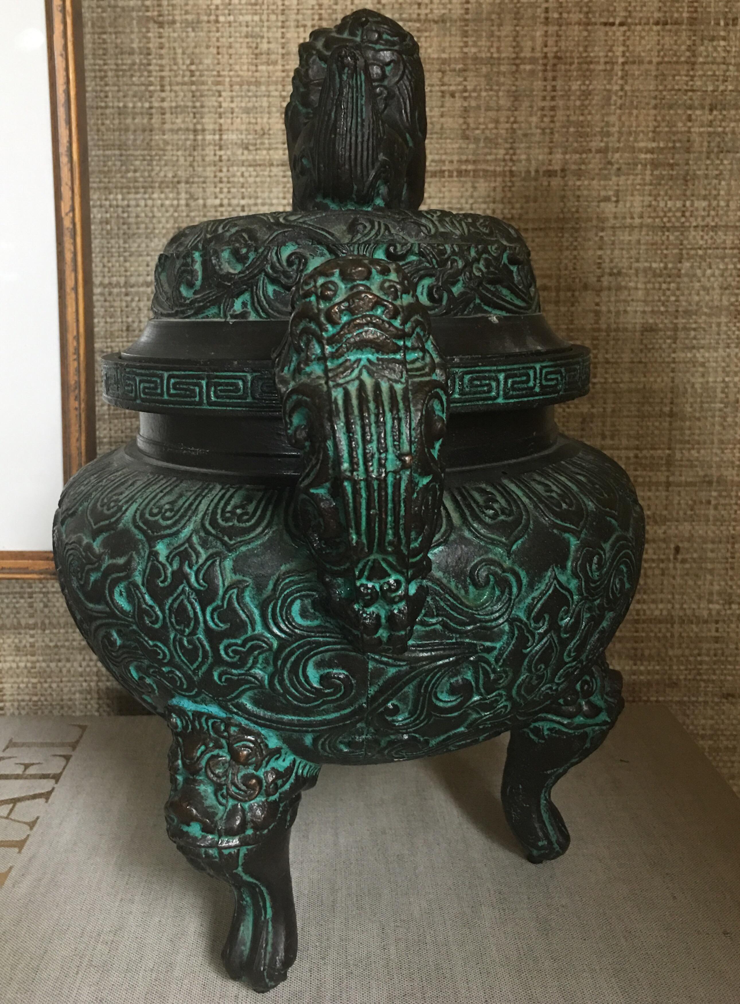 Mitte des Jahrhunderts James Mont Style Asian Style Griechischer Schlüssel Eiskübel Urne im Zustand „Gut“ im Angebot in Lambertville, NJ